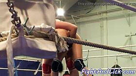 Pretty babe DOMINATES in lesbian wrestling match