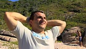 i watch beautiful blonde milf fucking three guys on the beach