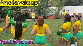 Brazilian Brunette Babe Takes Three Big Cocks Deep