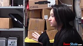 innocent brunette teen suspect gets fucked by security guard in barter deal