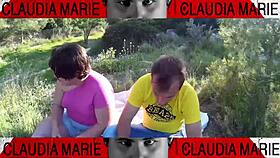 Snacking in the field with a fat woman, nothing excites her more than outdoor fun.