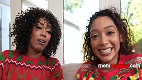 christmas fucking with ebony stepmom and stepsis, taboo hardcore action 😏