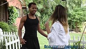 can this cute brunette handle that big black cock?