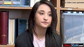 innocent brunette teen suspect gets fucked by security guard in barter deal