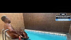 tattooed guy picks up on stairs bareback