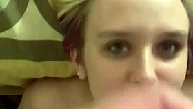 jenn gets covered in cum from a big cock