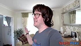 Amateur Tit Fucks Nerd's Hard Cock Boldly