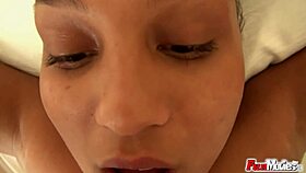 I watch this mocha babe masturbate and fuck passionately with cum in mouth