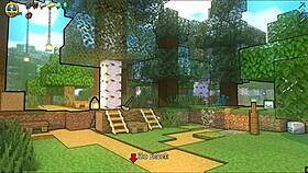 In the hornycraft parody, a shy creeper with huge boobs offers outdoor blowjob and riding, leading to creampie.