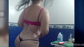 Mature Latina enjoys a shower