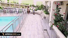 Sex with a hot top model in africa, including blowjob and doggystyle.