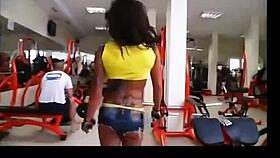 bikini fitness models in workouts with funny amateur comedy