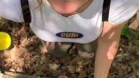 Random jogger gets deepthroat on a hiking trail POV, damn that’s wild! 😜