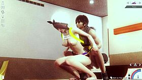 weird pose in couple fetish 3d video