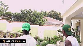 Sex with a hot top model in africa, including blowjob and doggystyle.