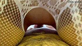 morning blowjob leads to passionate cowgirl riding in fishnets