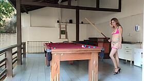 i'm this latina slut undressing by the pool, ripping my clothes off for a striptease, showing my ass and pussy nude