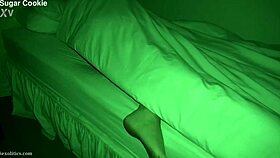 In a hotel, a blonde ex-girlfriend masturbates to orgasm in homemade nightvision footage.