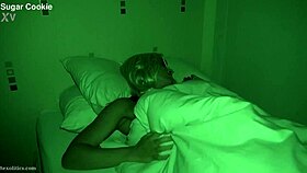 In a hotel, a blonde ex-girlfriend masturbates to orgasm in homemade nightvision footage.
