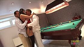 Rough threesome with brunette milf