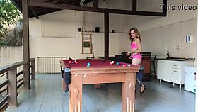 i'm this latina slut undressing by the pool, ripping my clothes off for a striptease, showing my ass and pussy nude