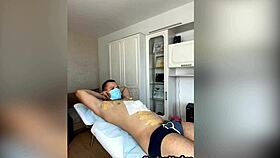 Sugarnadya Waxing Man's Torso. Close-Up on Trimmed Pussy in Reality Mistress Scene