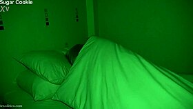 In a hotel, a blonde ex-girlfriend masturbates to orgasm in homemade nightvision footage.