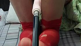 Yiyi the ladyboy pleasures herself with anal masturbation