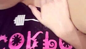 Latina babe inserts eggplant into pussy during video call on bolivianamimi.com.