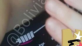 Latina babe inserts eggplant into pussy during video call on bolivianamimi.com.