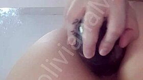 Latina babe inserts eggplant into pussy during video call on bolivianamimi.com.