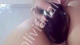 Latina babe inserts eggplant into pussy during video call on bolivianamimi.com.