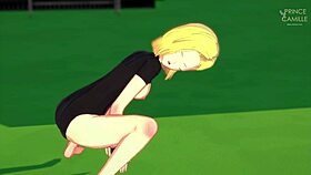 Android 18 rides cowgirl for huge creampie