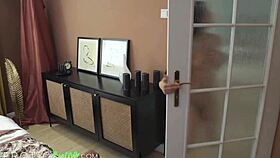 Petite asian camgirl caught squirting by horny housemate