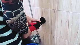 this pinay got caught masturbating in the bathroom, so we helped her out