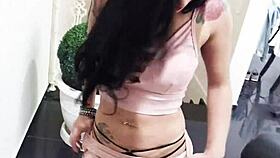 Delivery girl carol corrales fucks client to keep wrong package, teasing with blowjob and oral in crossdressing role