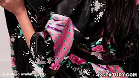 Anissa Kate's trimmed pussy double penetrated by two capable cocks in stockings