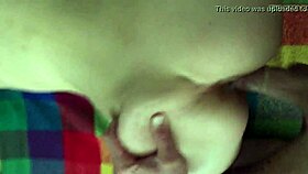 In the kitchen, a young 18+ skinny european amateur gets fucked hard by her lover while her mommy watches from afar, unaware of the homemade tits action.