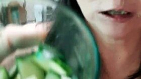 Watch duk and david pee into a glass, then david cums for duk to eat