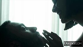 Janice Griffiths dominates cuckold with bondage, teasing, deepthroat, and missionary sex.