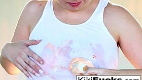 kiki daire indulges in messy ice cream fun with her curves