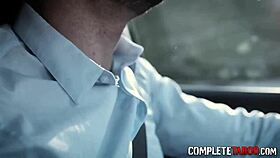 Blonde teen in taboo threeway blowjob with big cocks and cum in mouth