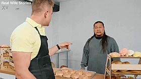 Maddy May and Lily Lou perform double blowjob at Brazzers party