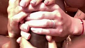 Three European beauties share a poolside session