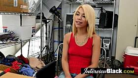 Latina Blonde Slut Deep Throats Director Before Taking Big Black Cock