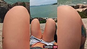 Hot Instagram Girl Touches Dildo Fucking in Public