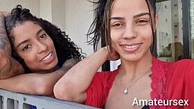 Latina girlfriend bends over for husband cumshot