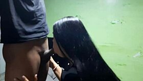 stepbrother helps with lamp for blowjob