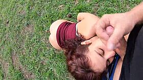 Goddess Donabella's thrilling park blowjob