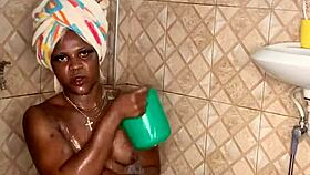 Anita fingers her wet pussy in the bathroom with a dildo 😏